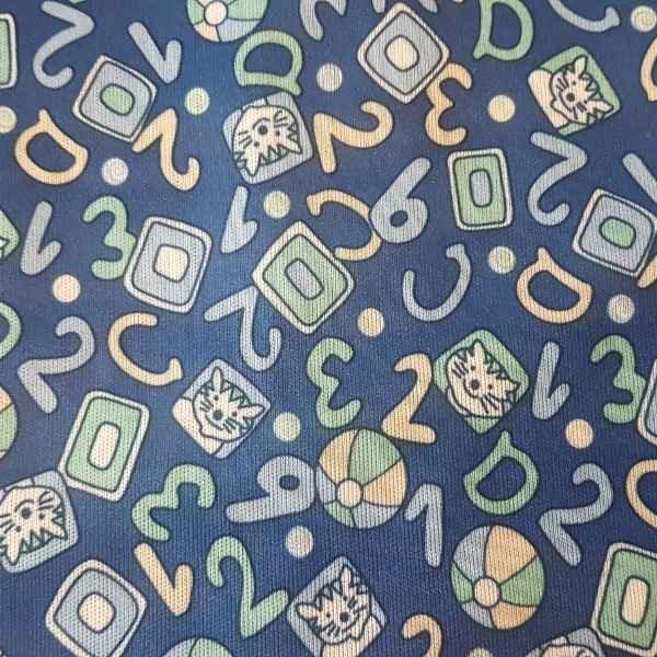 PUL Fabric Numbers Laminated Waterproof Fabric Navy | Fabric Design Treasures