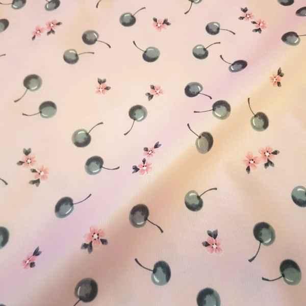 PUL Fabric Retro Cherry Laminated fabric Pink | Fabric Design Treasures