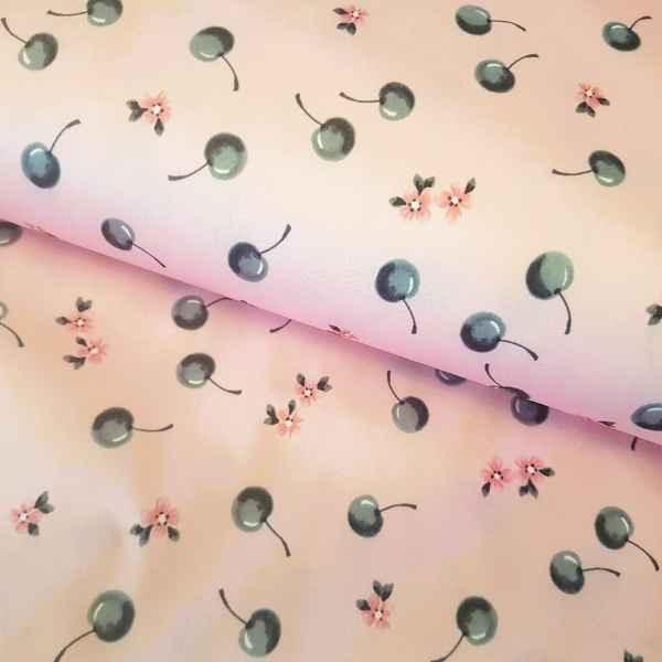 PUL Fabric Retro Cherry Laminated fabric Pink | Fabric Design Treasures