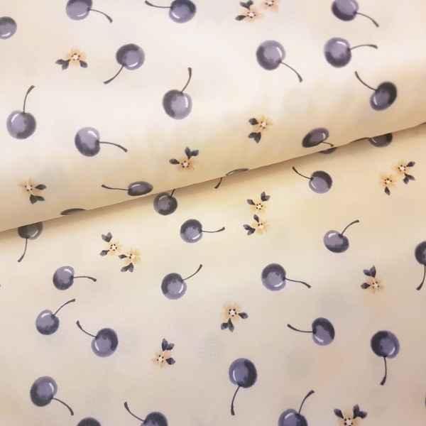 PUL Fabric Retro Cherry Laminated fabric Yellow | Fabric Design Treasures