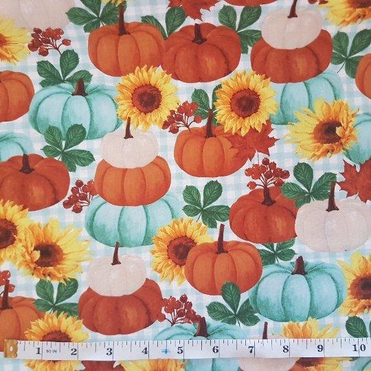 Pumpkin Fabric, Packed Pumpkins and Sunflowers | Fabric Design Treasures