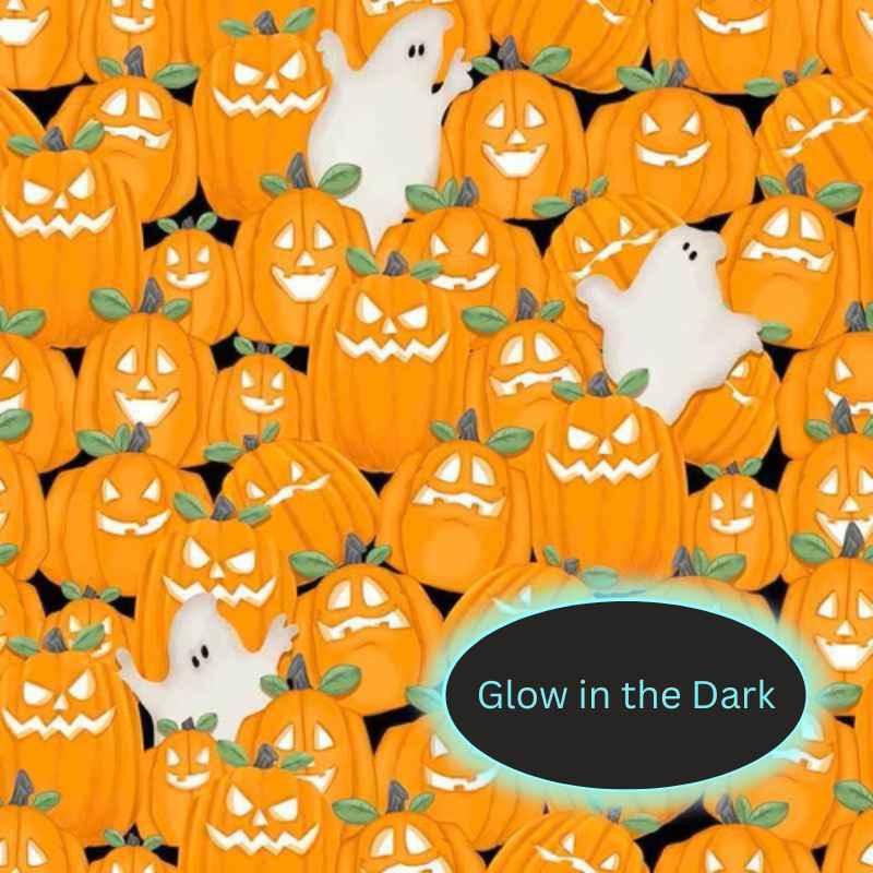 Pumpkin Glow in the Dark Fabric, Nights of Olde Salem | Fabric Design Treasures