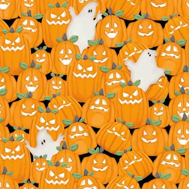 Pumpkin Glow in the Dark Fabric, Nights of Olde Salem | Fabric Design Treasures