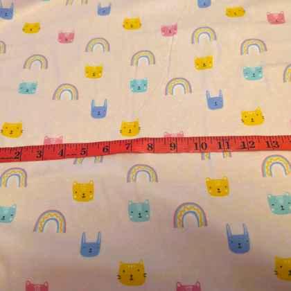 Rainbows and Kittens on Light Pink FLANNEL | Fabric Design Treasures