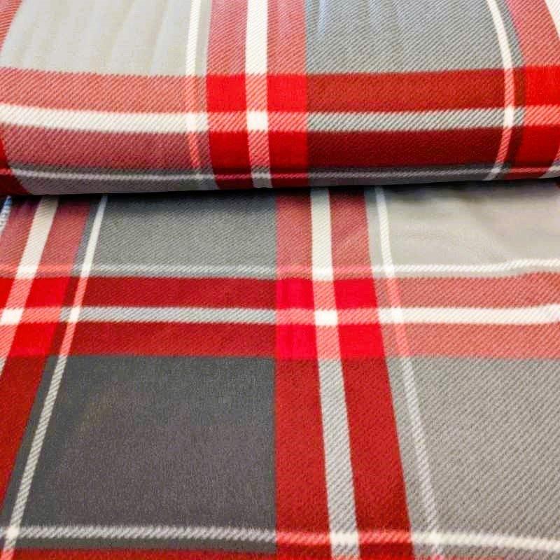 Red and Grey Plaid Anti-Pill Polar Fleece | Fabric Design Treasures