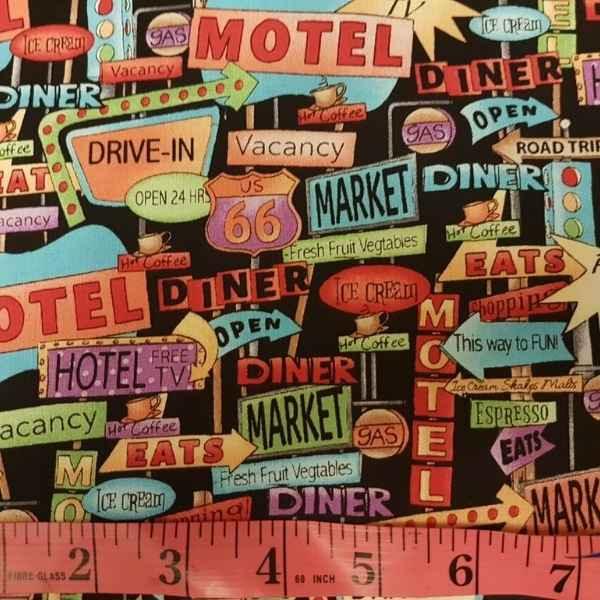 Road Trip fabric Route 66 fabric, Quilting Cotton Fabric | Fabric Design Treasures