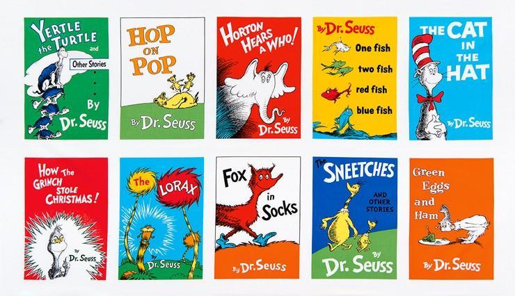 Robert Kaufman, Dr. Seuss Book Cover Panel | Fabric Design Treasures