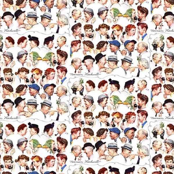 Saturday Evening Post, Norman Rockwell's Gossip Train fabric | Fabric Design Treasures