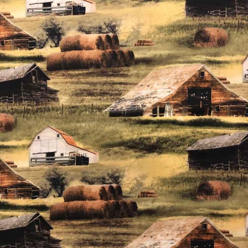 Scenic fabric by the Yard, Greener Pastures | Fabric Design Treasures