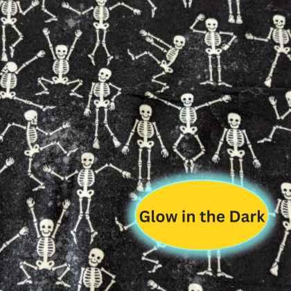 Skeleton Glow in the Dark Flannel Fabric Halloween Fabric | Fabric Design Treasures