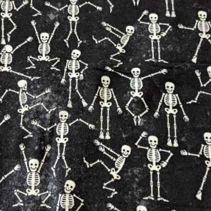 Skeleton Glow in the Dark Flannel Fabric Halloween Fabric | Fabric Design Treasures