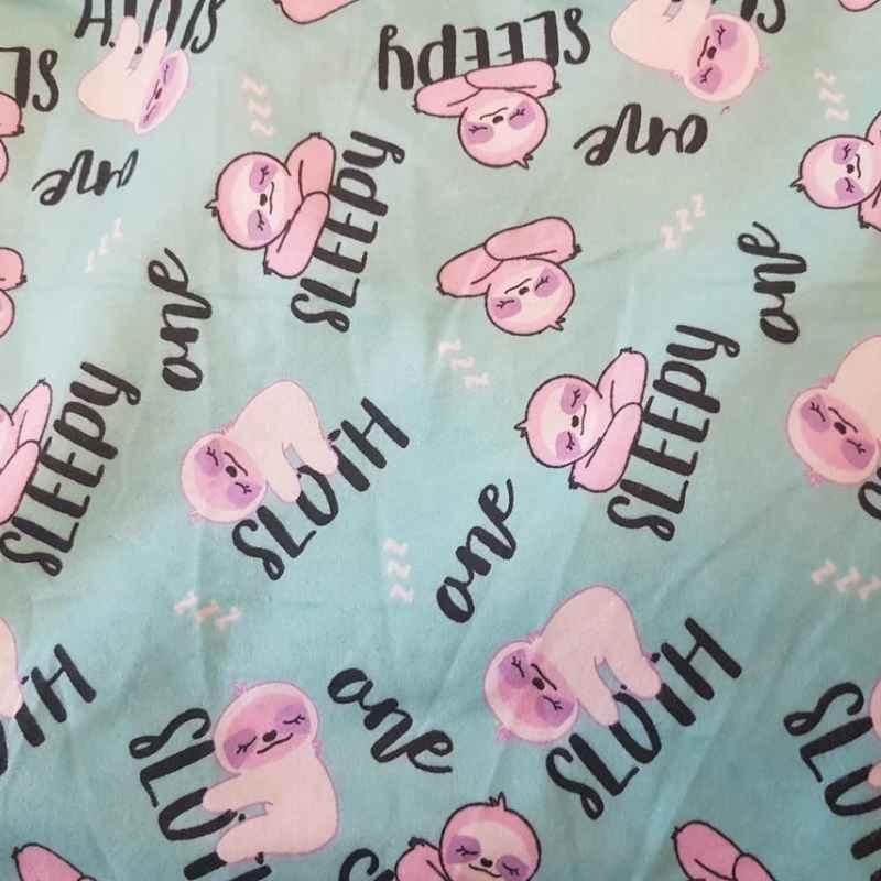 SLOTH Flannel, Sleeping Sloth FLANNEL fabric | Fabric Design Treasures