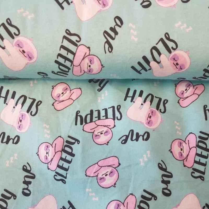 SLOTH Flannel, Sleeping Sloth FLANNEL fabric | Fabric Design Treasures