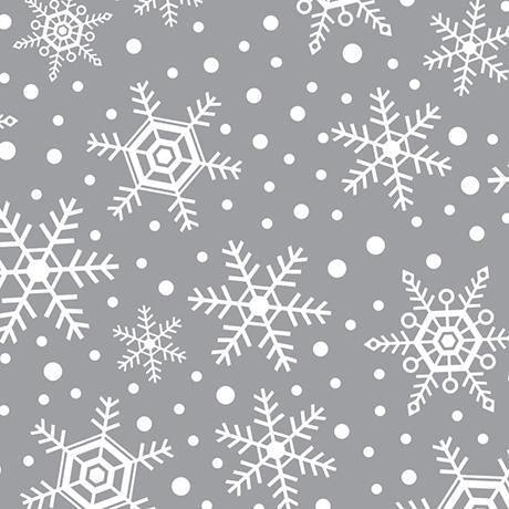 Snowflake in Grey, Pink, Light Blue Fleece Fabric | Fabric Design Treasures