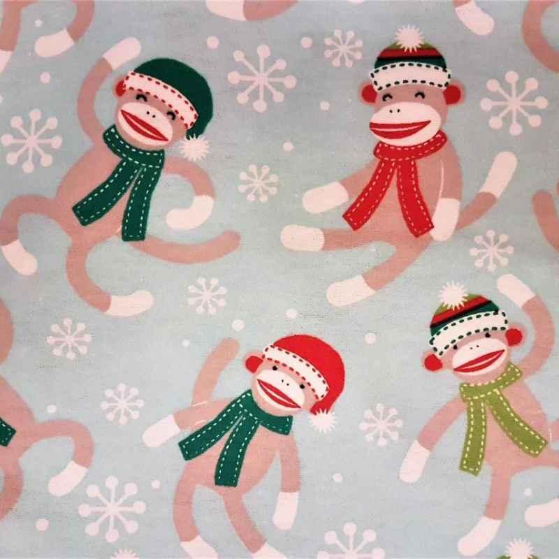 Sock Monkey Fabric FLANNEL, Monkey Flannel fabric | Fabric Design Treasures