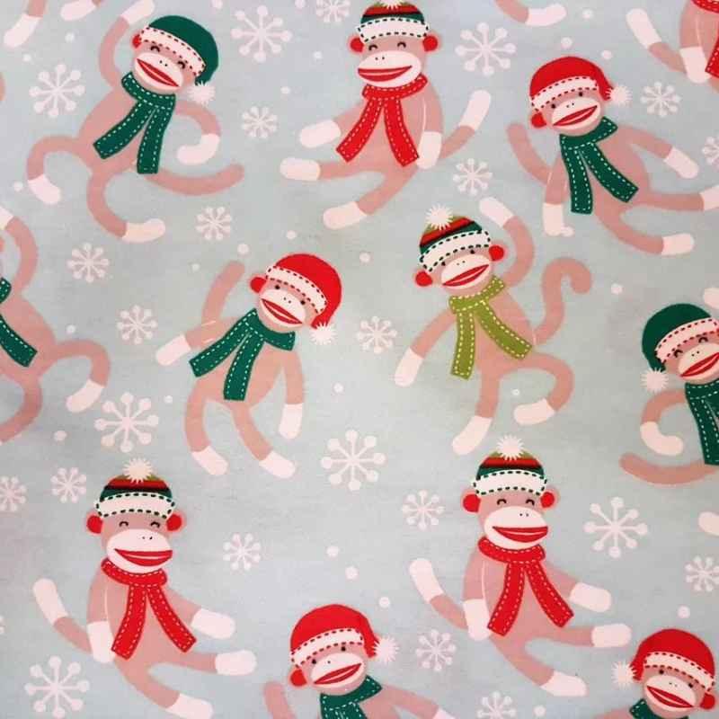 Sock Monkey Fabric FLANNEL, Monkey Flannel fabric | Fabric Design Treasures