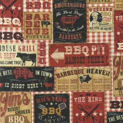 Spice BBQ Signs Fabric by Robert Kaufman | Fabric Design Treasures