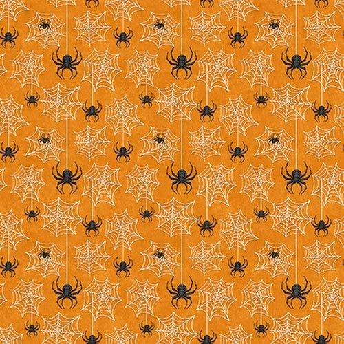 Spiderweb Fabric Orange Glow in the Dark Olde Salem's | Fabric Design Treasures