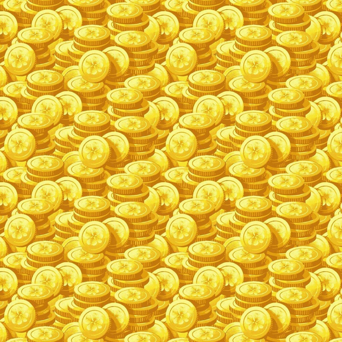 St. Patrick's Day Fabric, Gold Coins Quilting Cotton Fabric | Fabric Design Treasures