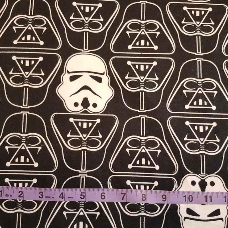 Star Wars, Darth Vader Stormtrooper on Black FLANNEL Fabric | Fabric Design Treasures