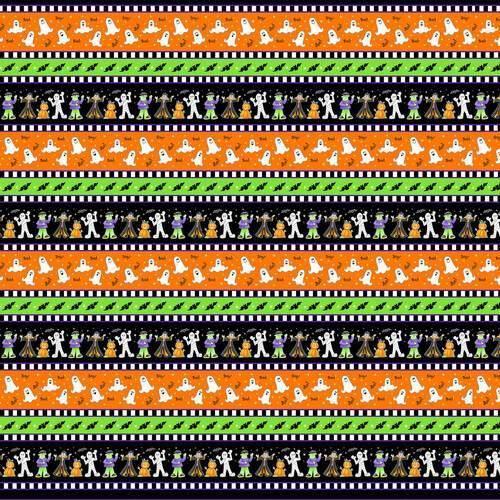 Striped Halloween fabric Glow In the Dark | Fabric Design Treasures