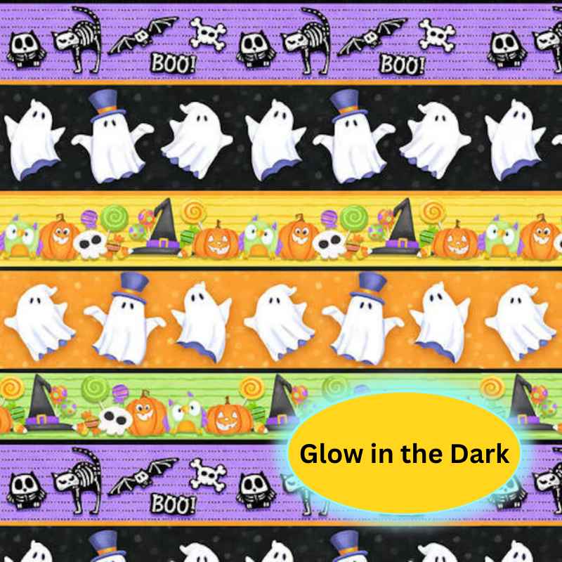 Striped Halloween Fabric Glow In the Dark | Fabric Design Treasures