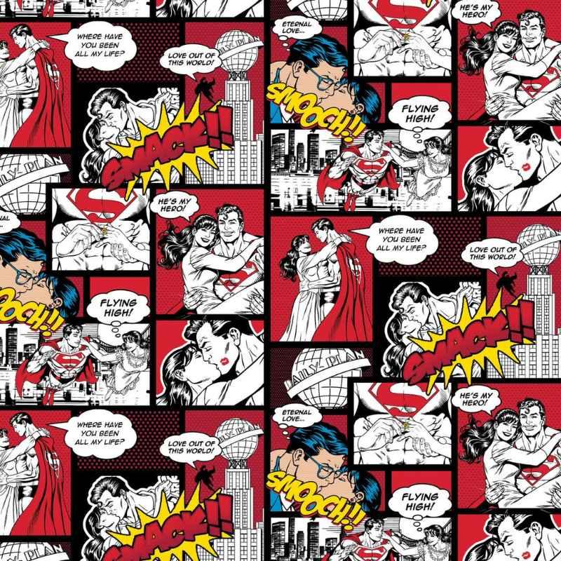 Superman Fabric, DC, Comics, Valentine's Day, External Love | Fabric Design Treasures