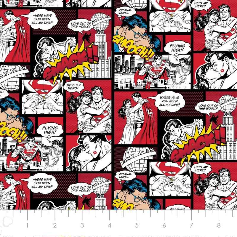 Superman Fabric, DC, Comics, Valentine's Day, External Love | Fabric Design Treasures