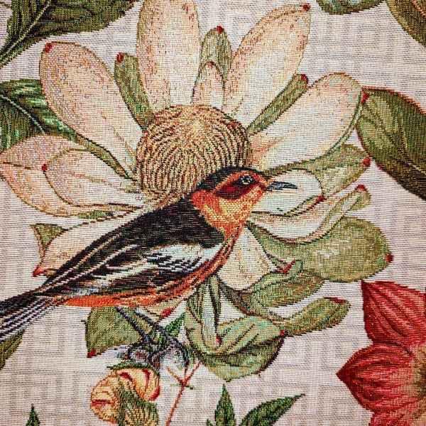 Tapestry Fabric FLORAL BOTANIC BIRD Gobelin Premium | Fabric Design Treasures