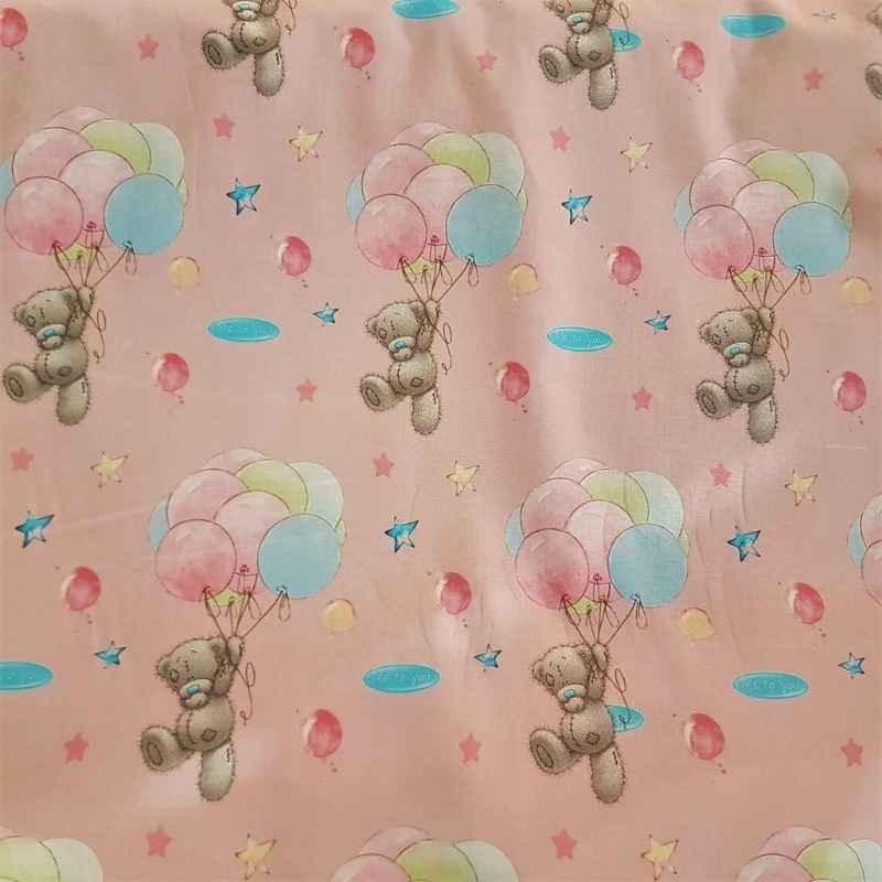 Teddy Bear Cotton Fabric, Balloon Fabric, Pink Nursery Fabric | Fabric Design Treasures