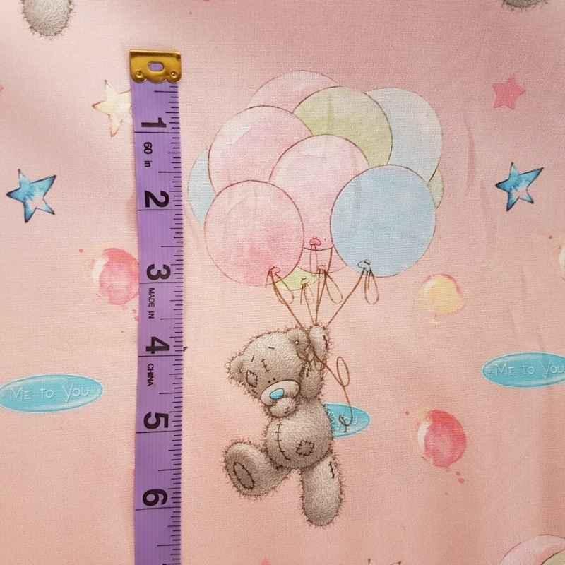 Teddy Bear Cotton Fabric, Balloon Fabric, Pink Nursery Fabric | Fabric Design Treasures