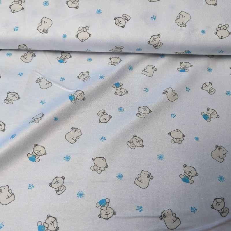 Teddy Bear on white, Super Supple Soft Bamboo Flannel | Fabric Design Treasures