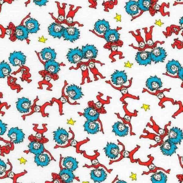 Thing One and Thing Two,A Little Dr. Seuss Thing on White | Fabric Design Treasures