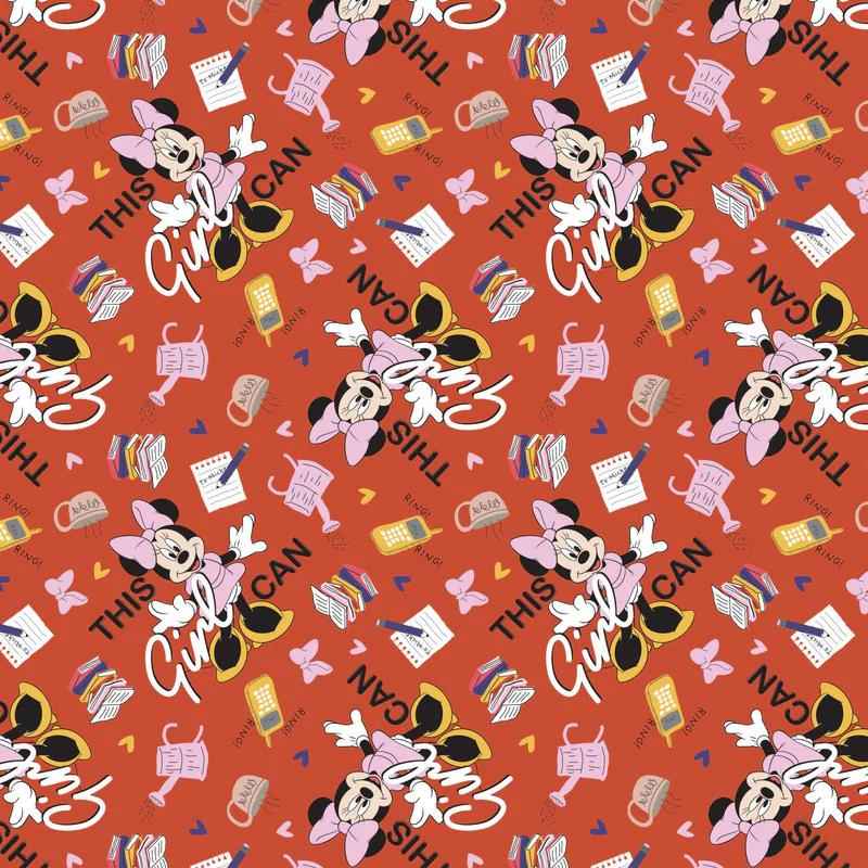 This Girl Can in Red, Minnie Living Her Best Life | Fabric Design Treasures