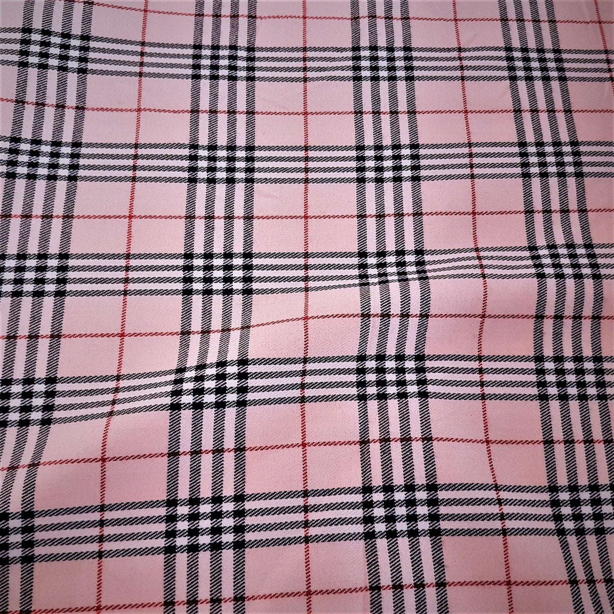 Thompson Light Pink Modern Tartan Fabric | Fabric Design Treasures