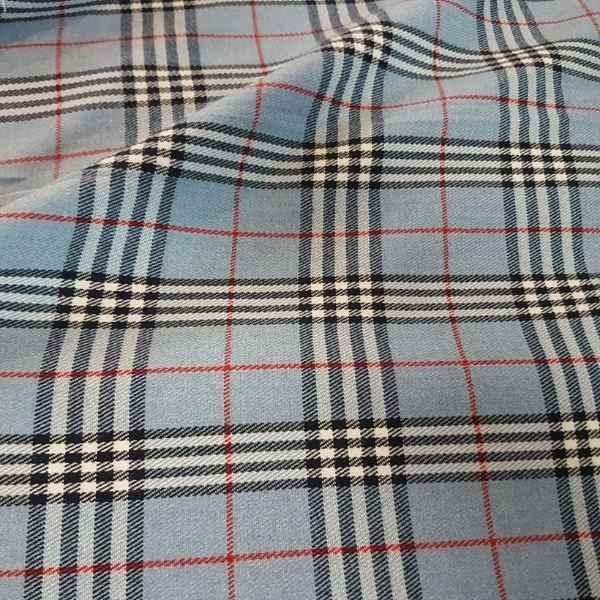 Thompson Tartan, Light Blue Modern Tartan Fabric | Fabric Design Treasures