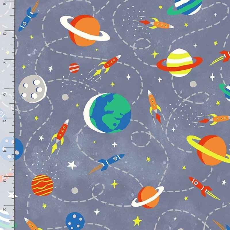 Timeless Treasures Blast Off Tossed Planets | Fabric Design Treasures