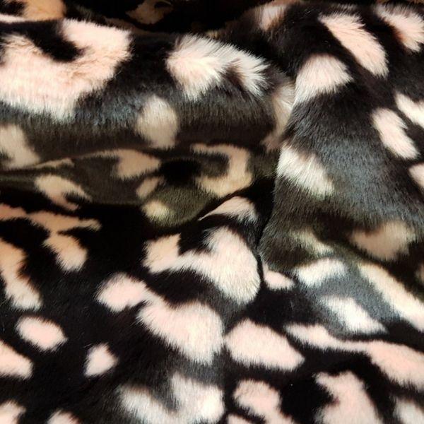 TISSAVEL Fur, Fun Fur with Pink Blotches on Dark Brown | Fabric Design Treasures