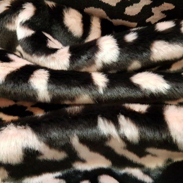 TISSAVEL Fur, Fun Fur with Pink Blotches on Dark Brown | Fabric Design Treasures