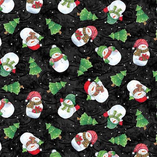 Tossed Snowmen Christmas fabric by Diane Kater | Fabric Design Treasures