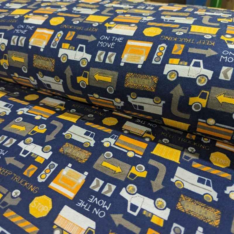 Truck FLANNEL, Keep Trucking by Elizabeth Silver | Fabric Design Treasures