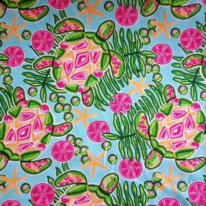 Turtle and Starfish Fabric, Robert Kaufman, Digitally Printed | Fabric Design Treasures