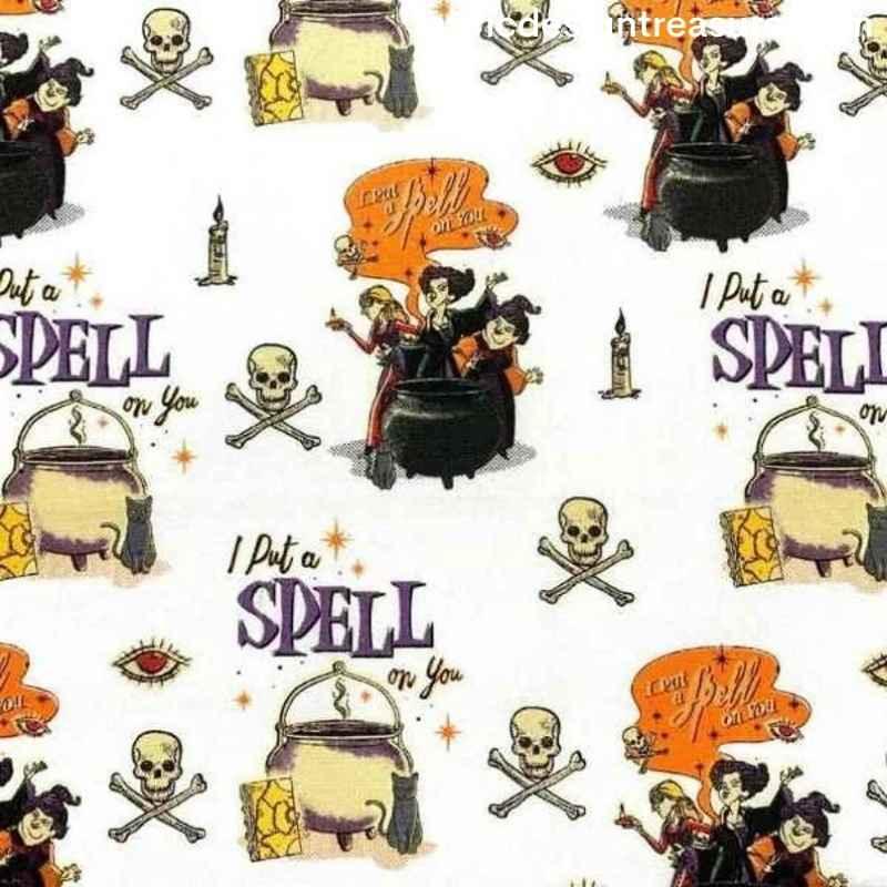 Witch Fabric Disney Hocus Pocus - Witches White Fabric | Fabric Design Treasures