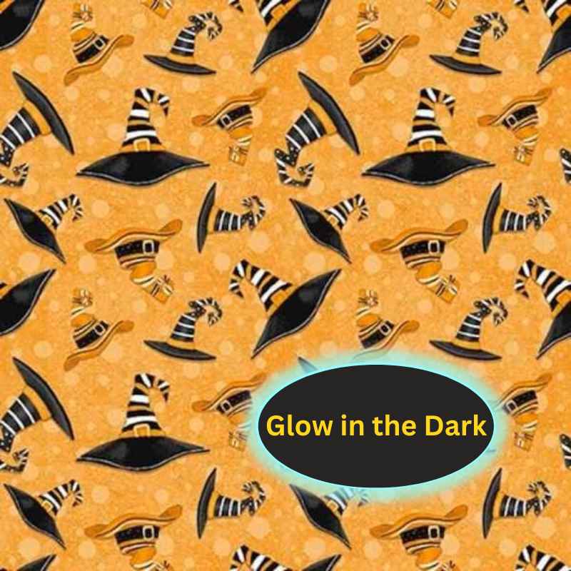 WItches Hat Fabric Glow in the Dark Fabric Olde Salem's | Fabric Design Treasures