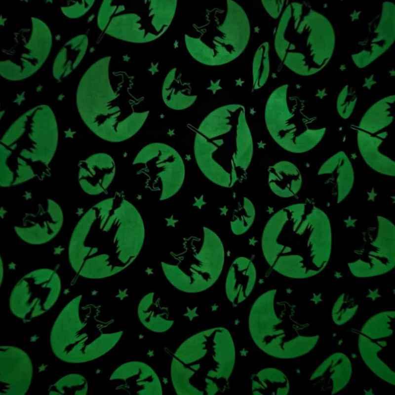 Witches in Silhouette, Glow in the Dark, Nights of Olde Salem | Fabric Design Treasures