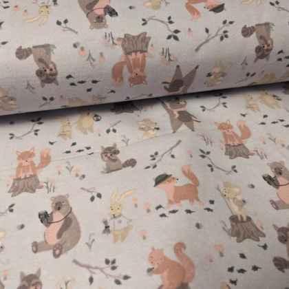 Woodland Animals FLANNEL fabric Animal Fun | Fabric Design Treasures